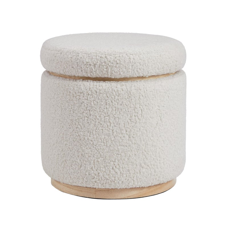 Linon Home Dcor Cream Sherpa Round Storage Wooden Base by Linon Lexington Ottoman AMZN2305