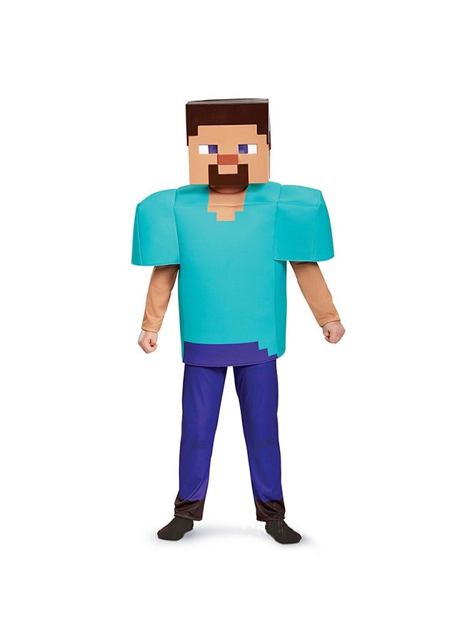 Steve Classic Minecraft Costume, Multicolor,Steve SetCostume Cosplay Kids School New Year Party Fancy Dress Up Clothes  - Image 1