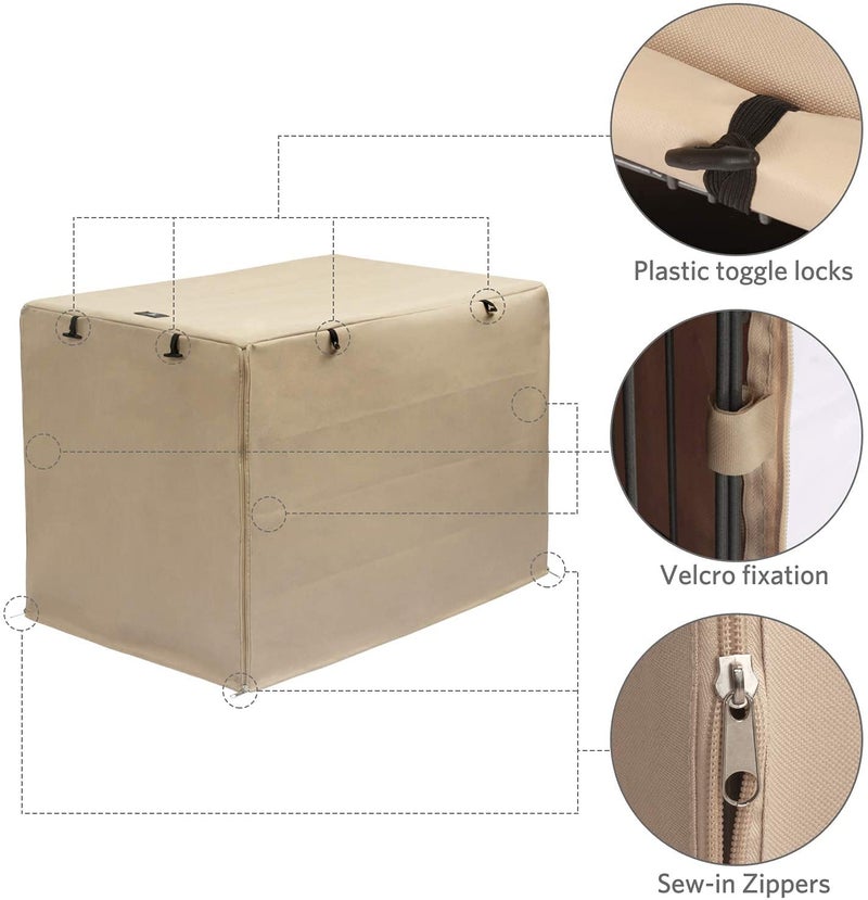 X-ZONE PET Double Door Dog Crate Cover - Polyester Pet Kennel Cover (Fits 24 30 36 42 48 inches Wire Crate) (48Inch, Tan) - Image 5