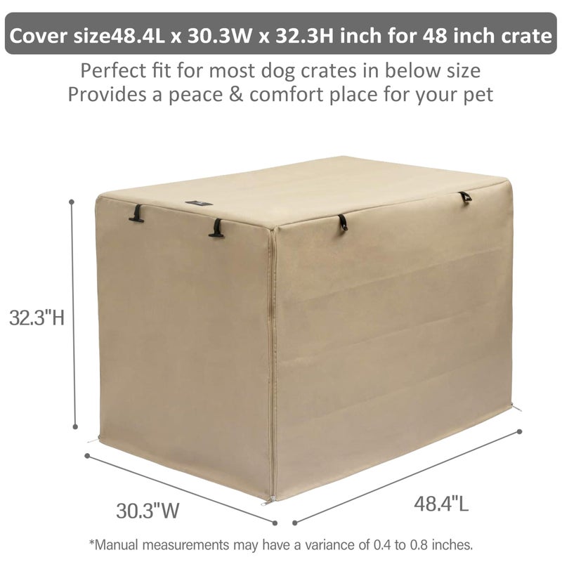X-ZONE PET Double Door Dog Crate Cover - Polyester Pet Kennel Cover (Fits 24 30 36 42 48 inches Wire Crate) (48Inch, Tan) - Image 3