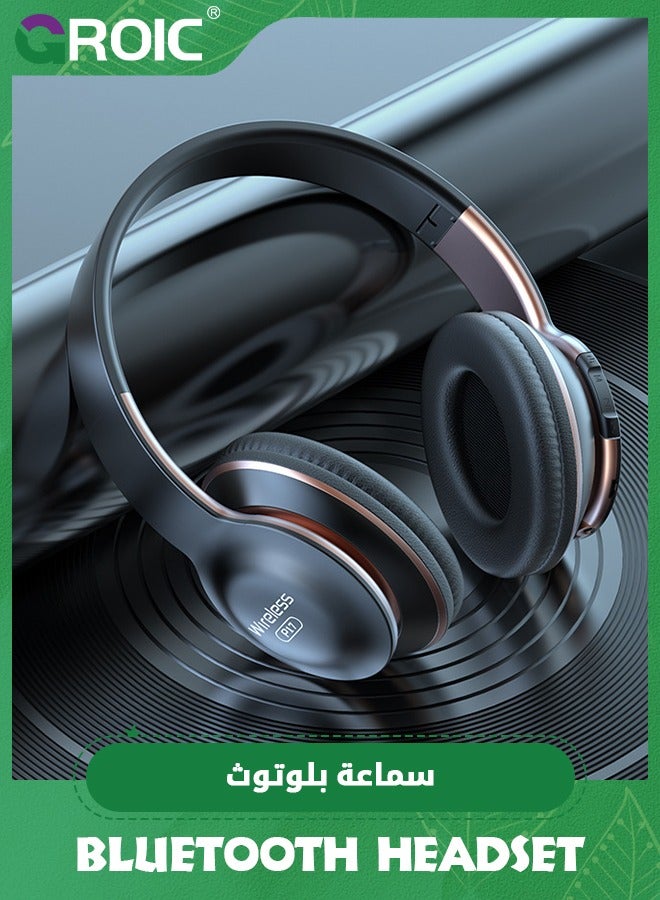 GROIC Black Bluetooth Headphones Wireless Bluetooth Noise Cancelling Headphones 5.0 Bluetooth Headset Lightweight Wireless Earbuds HiFi Stereo PC/Cell Phones/TV/Mp3/Mp4 Cool Stuff  - Image 1