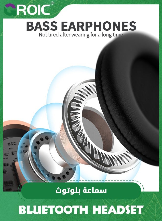GROIC Black Bluetooth Headphones Wireless Bluetooth Noise Cancelling Headphones 5.0 Bluetooth Headset Lightweight Wireless Earbuds HiFi Stereo PC/Cell Phones/TV/Mp3/Mp4 Cool Stuff  - Image 3