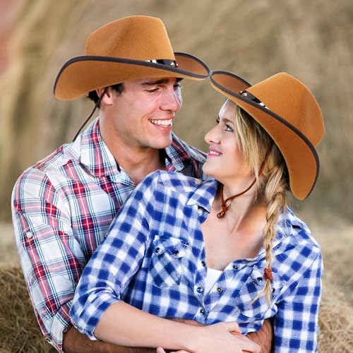 Fun Central - Brown Felt Studded Cowboy Hat - Unisex - Image 5