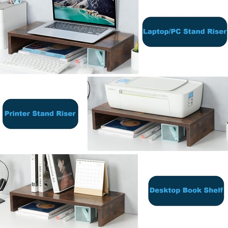 Md Decor 20 inch Monitor Stand Riser Wood Monitor Stand for Desk TVScreenPCPrinterLaptop Riser Computer Stand with Keyboard Organizer Desktop Stand Monitor Riser - Image 5