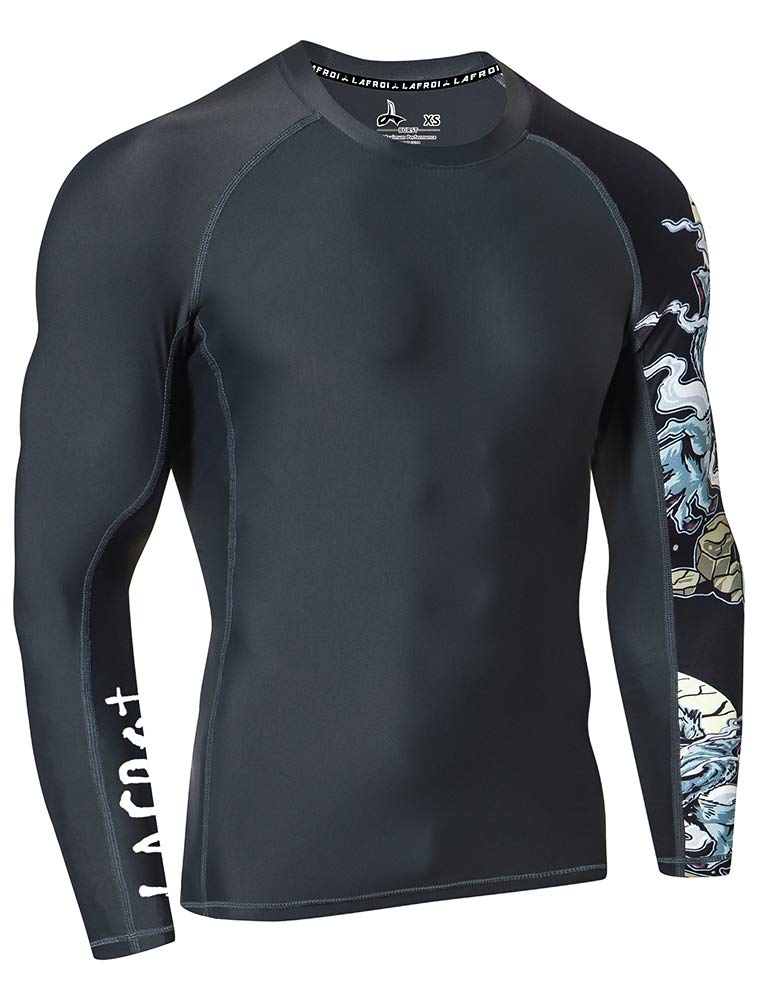 LAFROI Men's Long Sleeve UPF 50+ Baselayer Skins Performance Fit Compression Rash Guard-CLYYB Asym Werewolf Size LG - Image 3