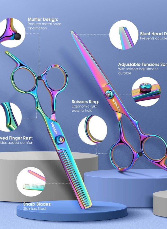 VFAEJLL Hair Cutting Scissors Kits,11Pcs Professional Haircut Scissors Kit with Comb,Clips,Cape,New Craftsmanship Stainless Steel Hairdressing Thinning Shears Set for Barber,Salon,Home,Men,Women - Image 3