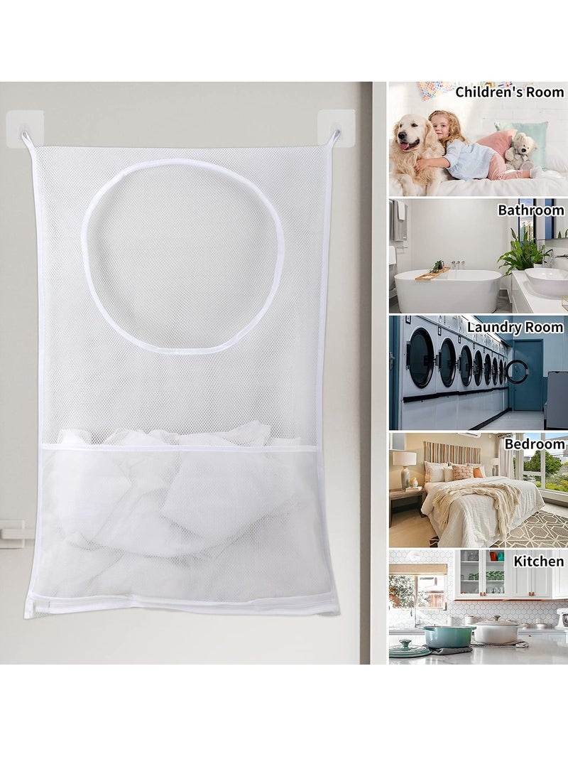 Door Hanging Laundry Hamper Bag, 2 Pack Laundry Hamper Bags Collapsible Over Door Laundry Bag Large Hamper Clothes Storager for Space Saving Large Laundry Organizer Bag (1 Gray 1 White) - Image 5