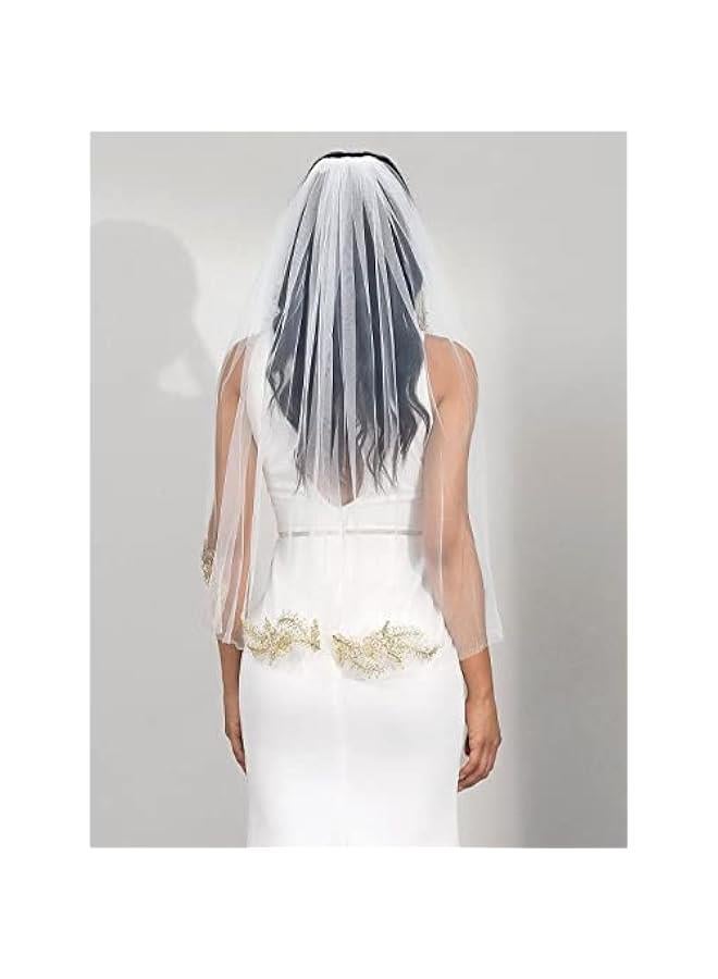 1 Tier Lace Fingertip Bride Wedding Veil White Short Bridal Veil Bachelorette Veils with Comb for Brides and Women - Image 4