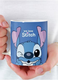 كوب سيراميك بتصميم We Love Stitch للشاي والقهوة متعدد الألوان 11 أونصة