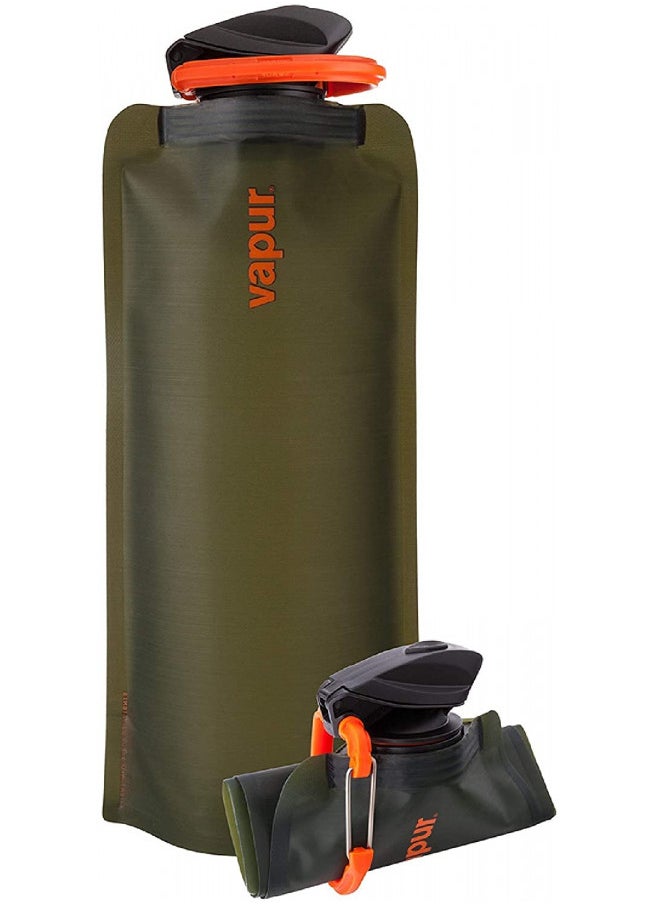 Vapur - Vapur Eclipse Flexible Water Bottle - with Carabiner, .70 Liter (23 oz) - Olive - Image 1