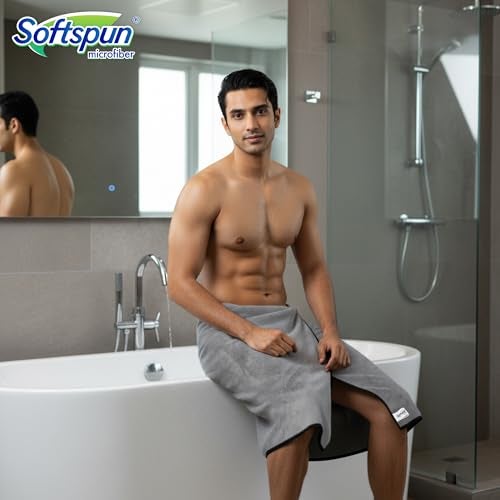 SOFTSPUN Microfiber Bath Towel 1Pc Light Grey! Ultra Absorbent Super Soft & Lightweight Quick Drying for Men & Women Daily Use for Unisex. - Image 3