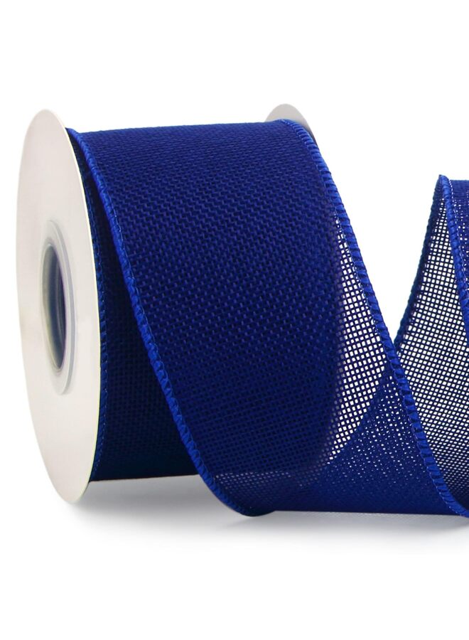 LAMAY 2PCS Burlap Wired Ribbon,2-1/2 Inch x 5Yard,Solid Wired Edge Ribbon for Big Bow,Wreath,Tree Decoration,Outdoor Decoration(BLUE) - Image 3