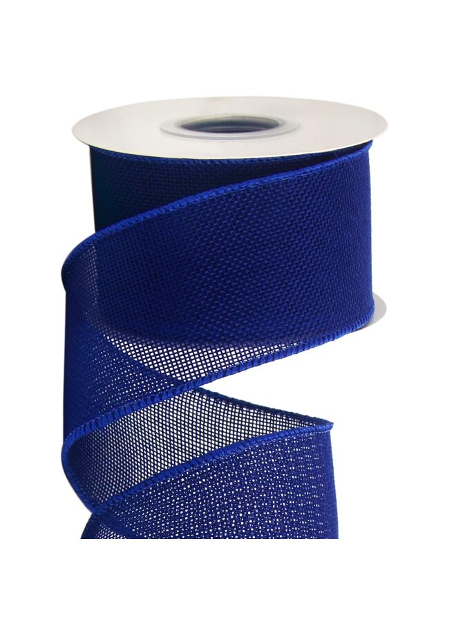LAMAY 2PCS Burlap Wired Ribbon,2-1/2 Inch x 5Yard,Solid Wired Edge Ribbon for Big Bow,Wreath,Tree Decoration,Outdoor Decoration(BLUE) - Image 1