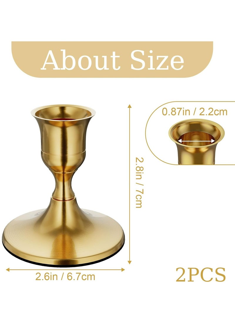 Oasisgalore Set of 2 Brass Gold Taper Candle Holders, Vintage Metal for Table Centerpiece or Wedding Decor  - Image 2