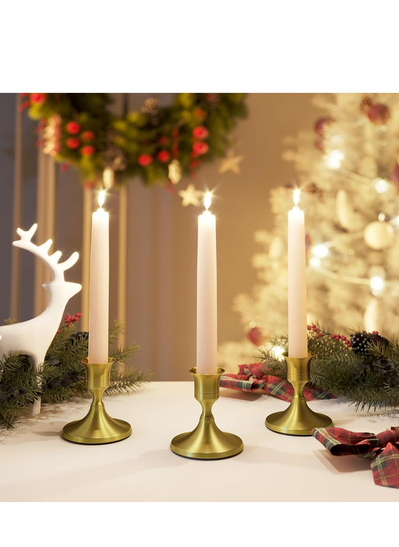 Oasisgalore Set of 2 Brass Gold Taper Candle Holders, Vintage Metal for Table Centerpiece or Wedding Decor  - Image 4