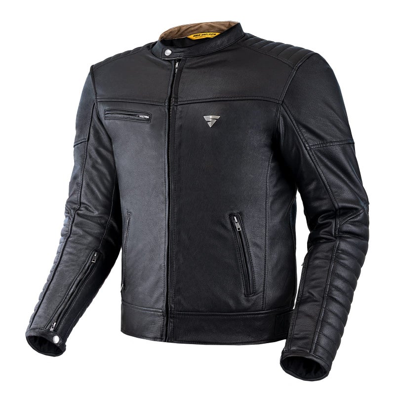 SHIMA WINCHESTER 20 Motorcycle Jacket for Men Classic Leather Biker Jacket with CE Back Shoulder Elbow Protectors reinforced double seams Black XXL