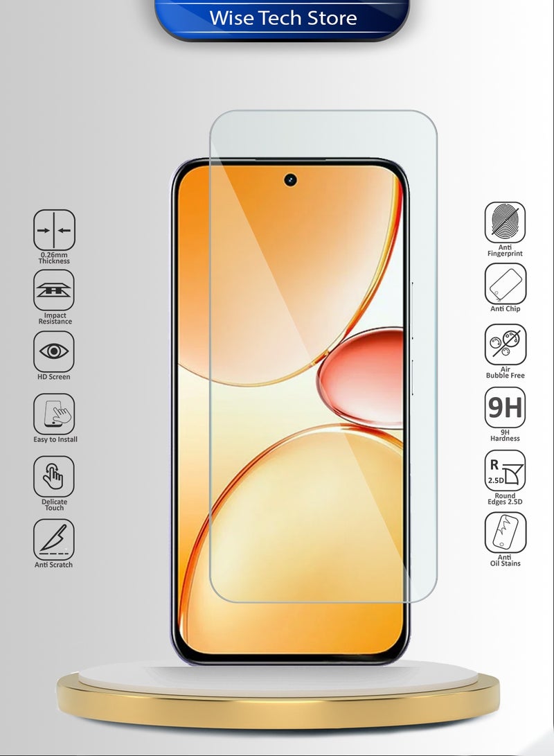 دبليو تيك واقي شاشة زجاجي مقسّى مقوى من سلسلة WTech المميزة Realme C85 5G 2025 بحواف منحنية 9H 2.5D (MSG9CN) - شفاف - Image 2