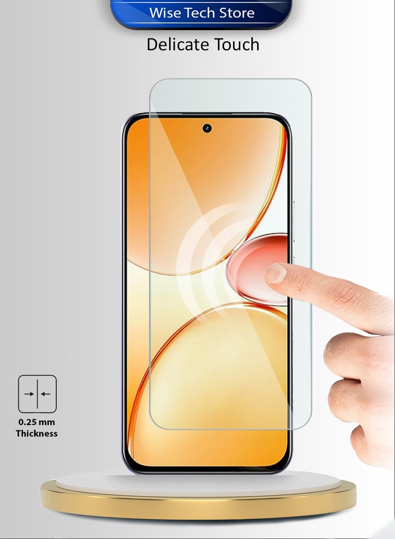 دبليو تيك واقي شاشة زجاجي مقسّى مقوى من سلسلة WTech المميزة Realme C85 5G 2025 بحواف منحنية 9H 2.5D (MSG9CN) - شفاف - Image 4