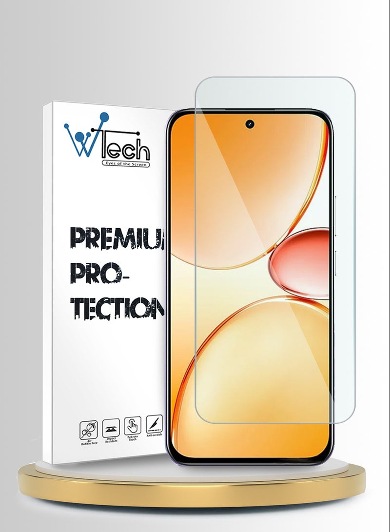 دبليو تيك واقي شاشة زجاجي مقسّى مقوى من سلسلة WTech المميزة Realme C85 5G 2025 بحواف منحنية 9H 2.5D (MSG9CN) - شفاف - Image 1