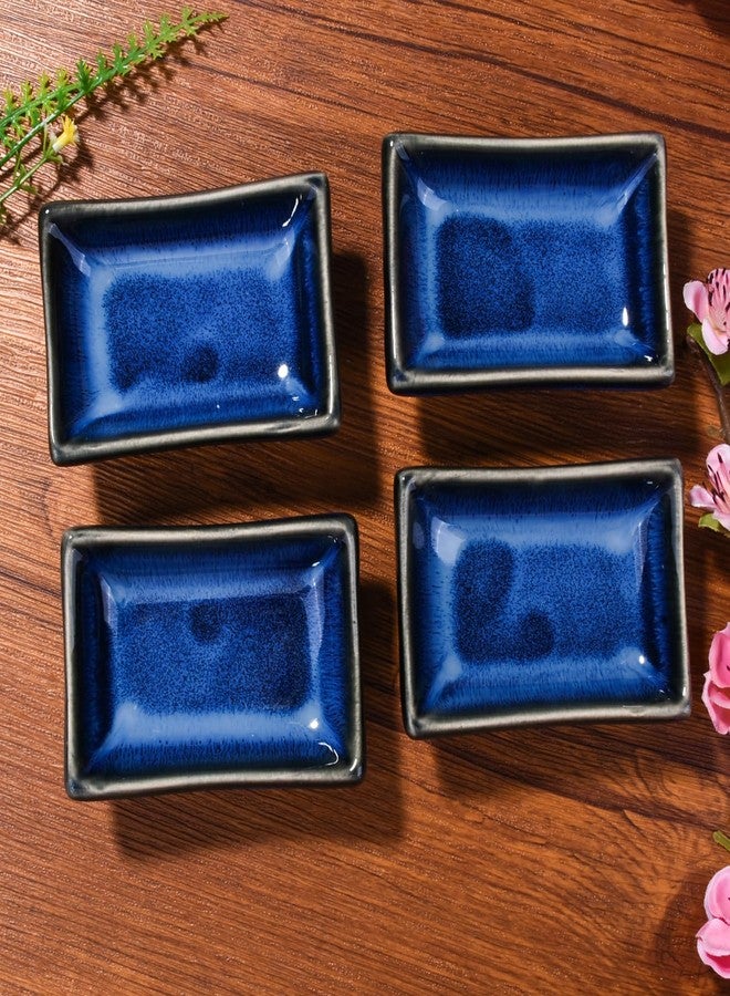 BOSILI Japanese Style Sushi Dish, 4 Pieces Small Delicate Ceramic Dipping Dish, Blue Vintage - Image 5