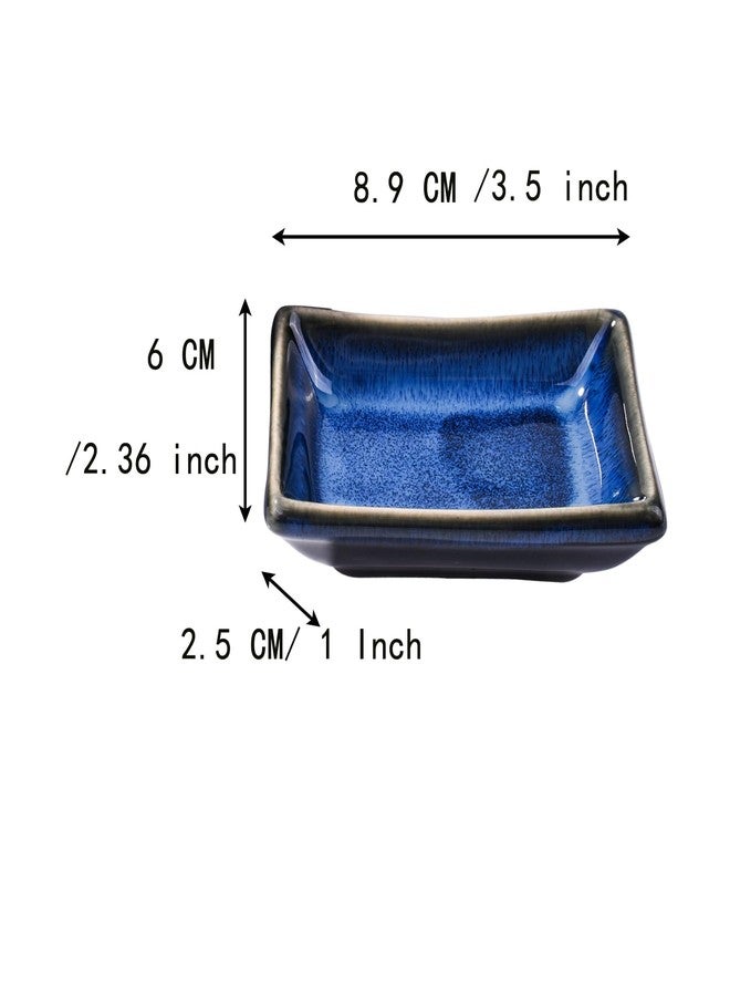 BOSILI Japanese Style Sushi Dish, 4 Pieces Small Delicate Ceramic Dipping Dish, Blue Vintage - Image 3