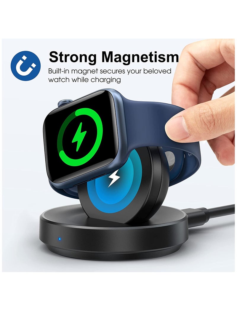 KASTWAVE Watch Charger Stand for Apple, Portable Magnetic Charging Dock for iWatch, Wireless Charging Station with Apple Watch Series 7 SE 6 5 4 3 2, Support Nightstand Mode - Image 5