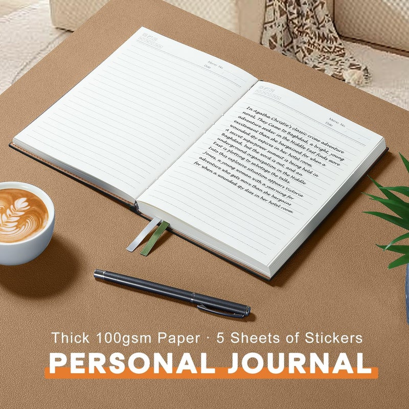 Gosirm Leather Journal Notebook A5 Notepad Paper, 280 Pages Mens Journal College Ruled for Writing Work, 100GSM Hard Cover Notebooks Journaling for Women, 5.9" x 8.5" Lined with Index Stickers (Green Tree) - Image 4