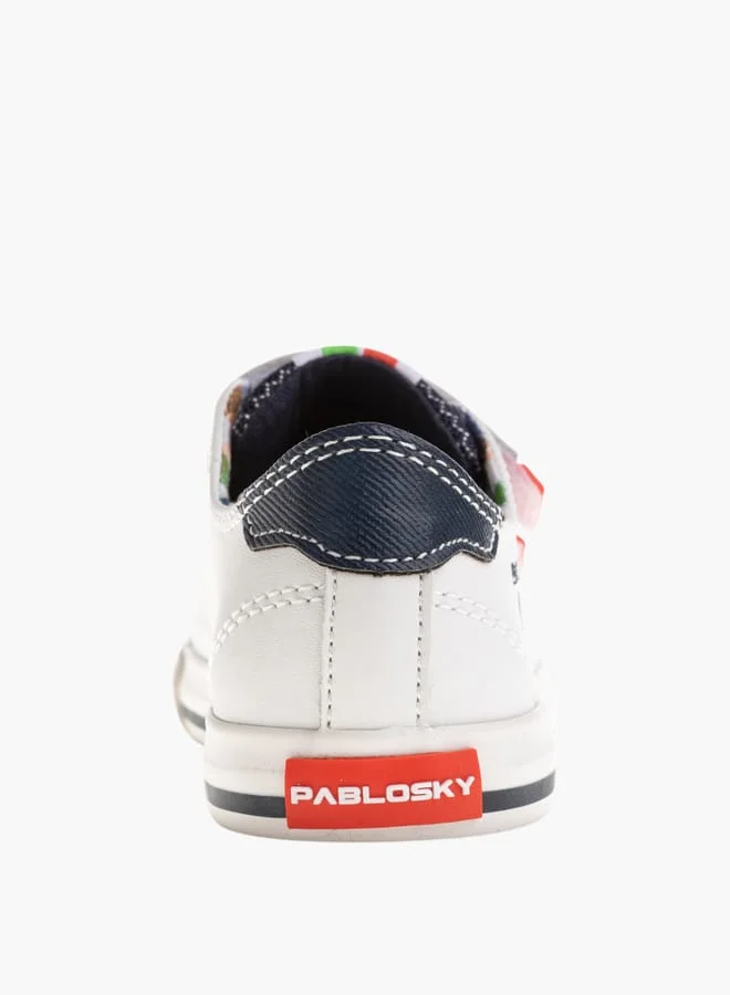Pablosky Boys Colourblock Sneakers with Hook and Loop Closure School Shoes