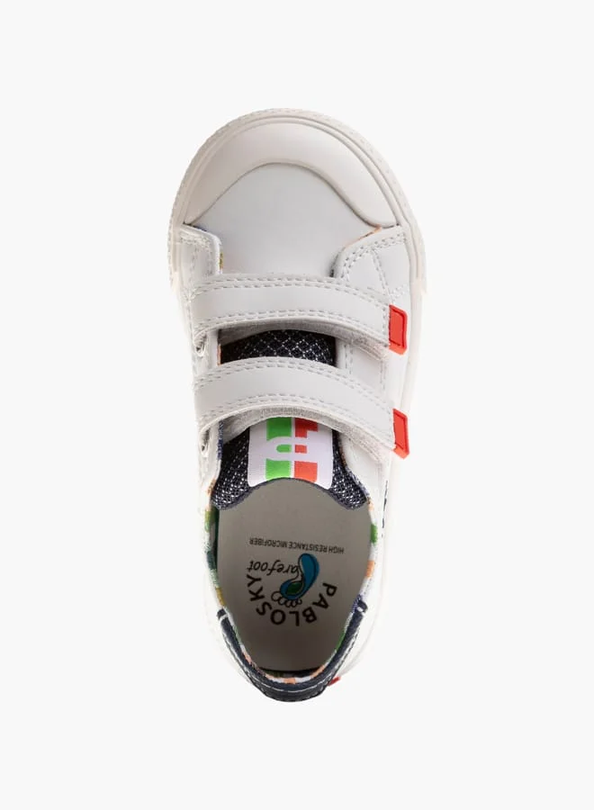 Pablosky Boys Colourblock Sneakers with Hook and Loop Closure School Shoes