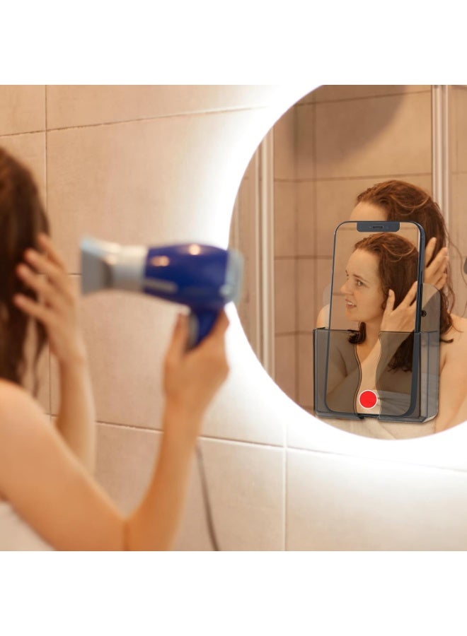 Luckam Wall Mounted Phone Holder, Self-Adhesive Cell Phone Stand, Acrylic Remote Control Organizer with Charging Hole for Bedside, Desk, Home and Office Use, Compatible with Most Smartphones (Black, 4 Pack) - Image 4