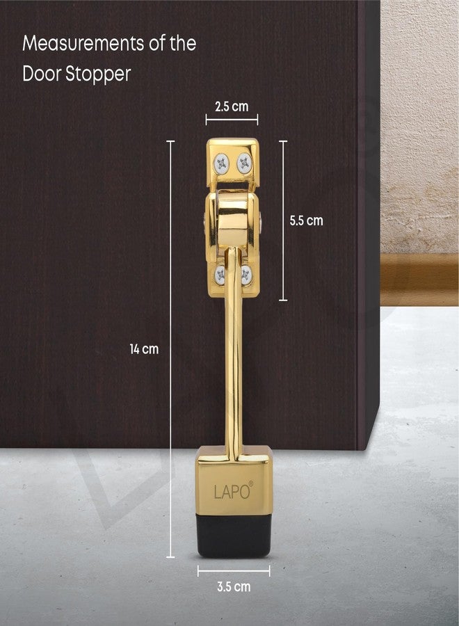 LAPO Premium 5-Inch Rubber Door Stopper with Screw | Heavy Duty Wooden Door Stopper for Home, Office, Hotel | Gold Finish | Strong Grip Door Holder for All Surfaces (Pack of 1) - Image 2