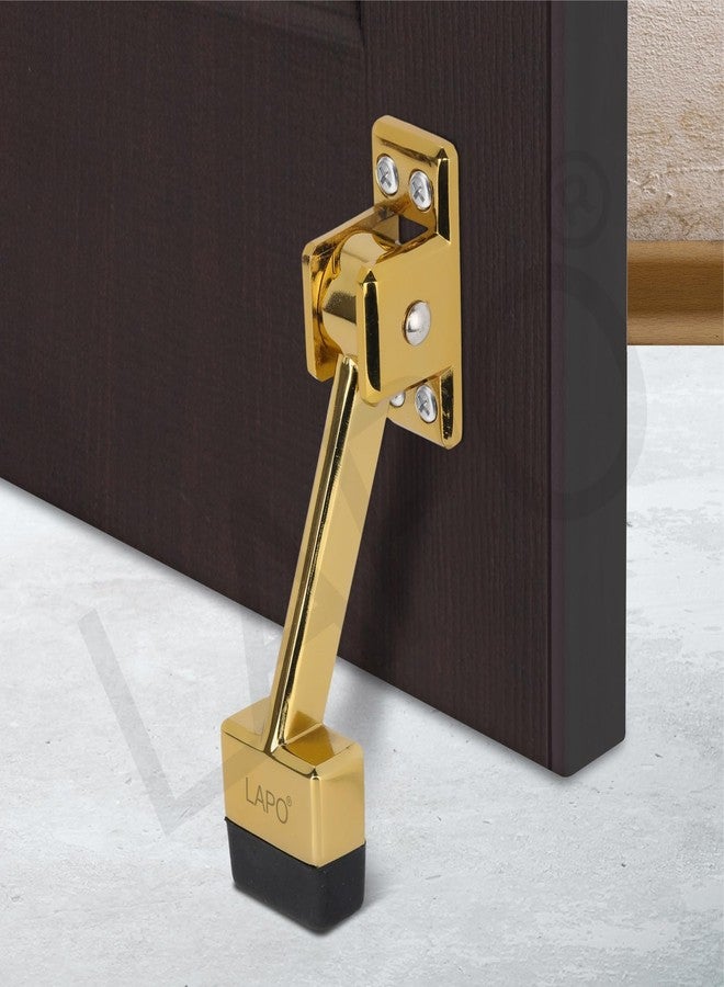 LAPO Premium 5-Inch Rubber Door Stopper with Screw | Heavy Duty Wooden Door Stopper for Home, Office, Hotel | Gold Finish | Strong Grip Door Holder for All Surfaces (Pack of 1) - Image 1