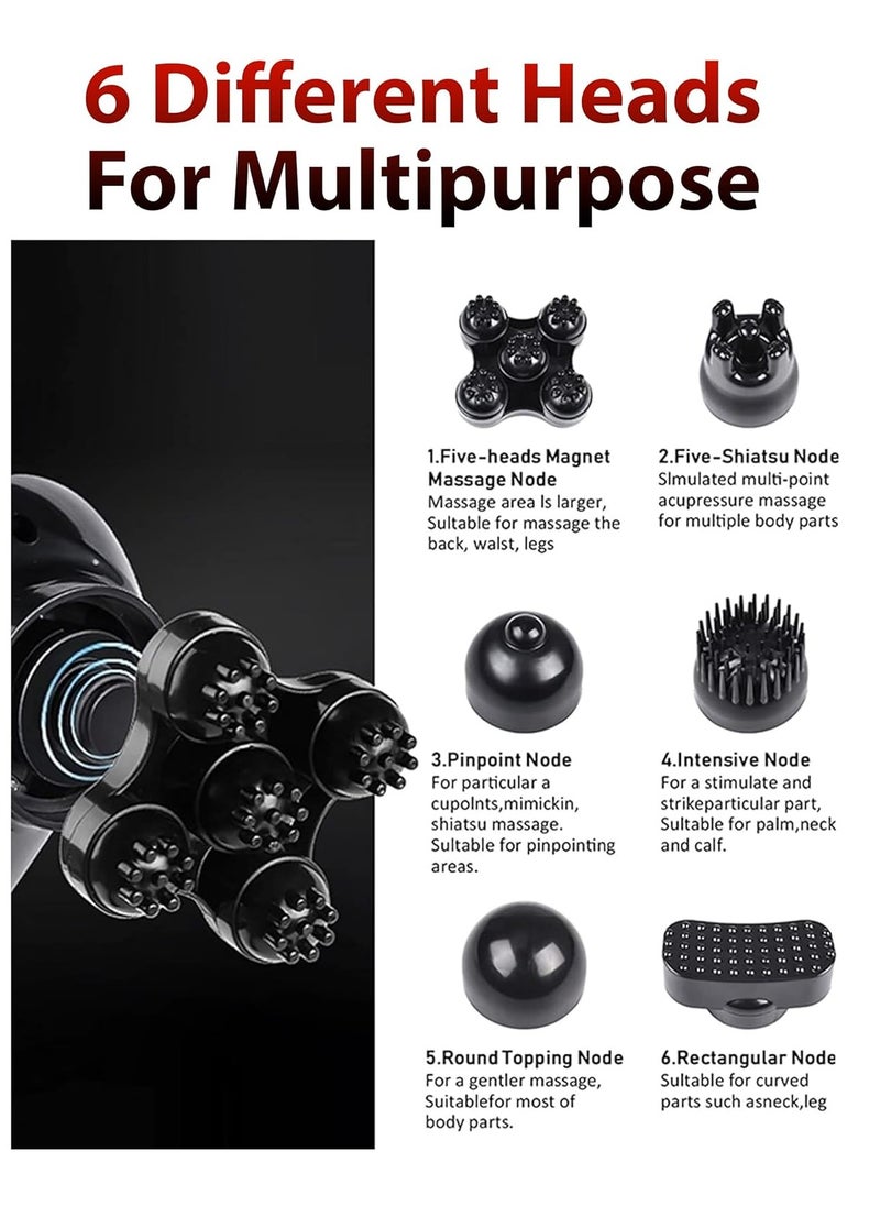 R.VIHAN Electric Handheld Massager with 6 Interchangeable Heads for Deep Tissue Percussion Vibration and Targeted Muscle Relief  - Image 3