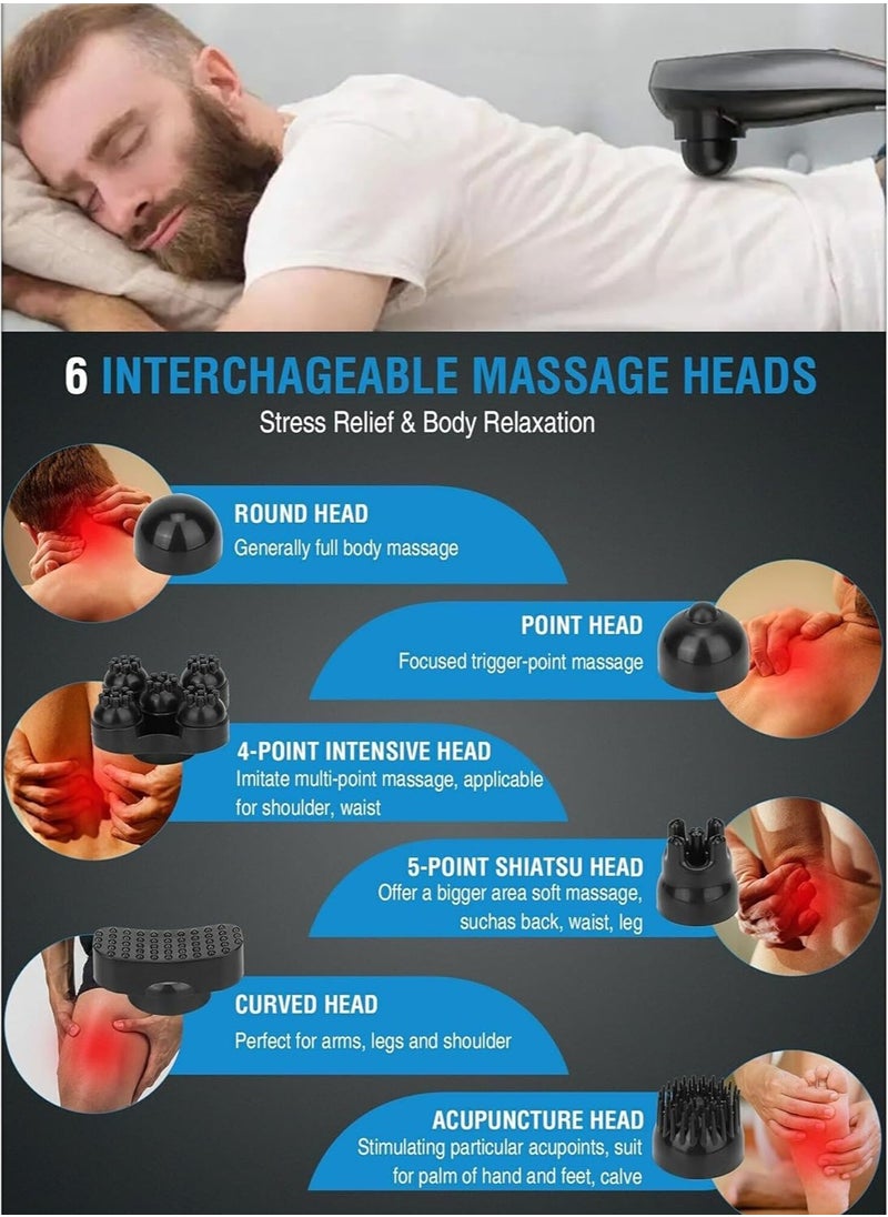 R.VIHAN Electric Handheld Massager with 6 Interchangeable Heads for Deep Tissue Percussion Vibration and Targeted Muscle Relief  - Image 4