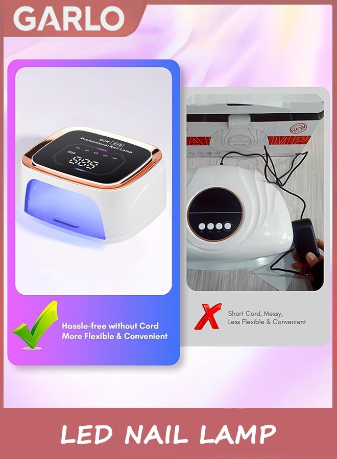 جارلو مصباح الأظافر اللاسلكي للأشعة فوق البنفسجية LED ، مصباح الأظافر 108W مصباح الأظافر للأشعة فوق البنفسجية القابلة لإعادة الشحن للأظافر الجيل مع شاشة LCD كبيرة ، مصباح علاج الجيل المهني ، 4 توقيت إعداد جهاز استشعار الأظافر التلقائي للصالون والمنزل - Image 3