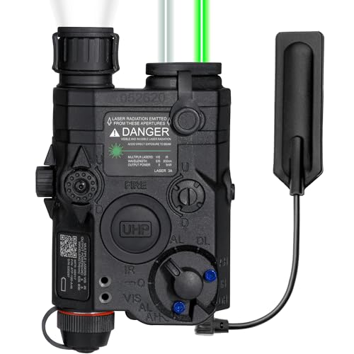 ACTIONUNION بندقية هوائية PEQ-15 برو ليزر IR + ليزر أخضر مرئي UHP + مصباح LED أبيض (أسود) - Image 1