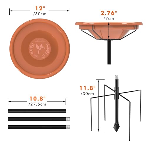 iBorn 36 Standing Bird Feeder for Outdoors with 3 Adjustable Height Pole12 BPAFree Plastic Platform Bird Feeder Seed Tray5Prongs BaseBirdfeeders Tray with PolePack of 1Not Include Fountain - Image 3
