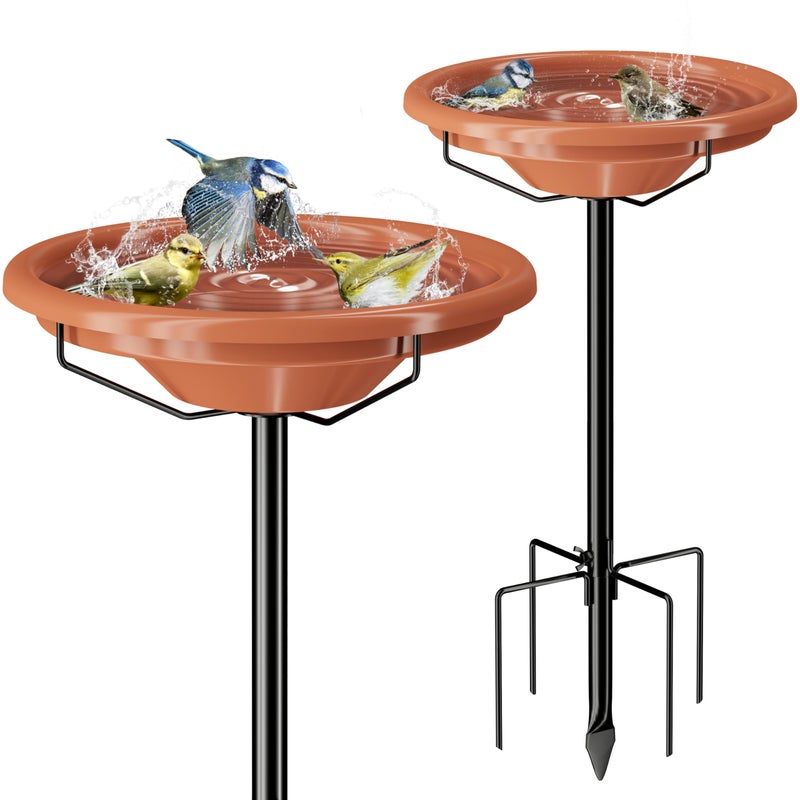 iBorn 36 Standing Bird Feeder for Outdoors with 3 Adjustable Height Pole12 BPAFree Plastic Platform Bird Feeder Seed Tray5Prongs BaseBirdfeeders Tray with PolePack of 1Not Include Fountain - Image 2