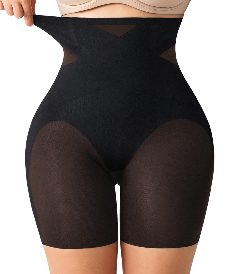 Nebility Shapewear Tummy Control High Waisted Butt Lifting Panties Body Shaper Shapewear Shorts Thigh Slimmer(Black,Large) - Image 1