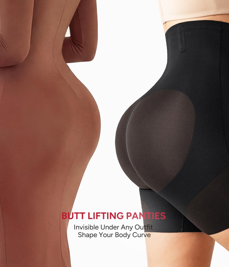 Nebility Shapewear Tummy Control High Waisted Butt Lifting Panties Body Shaper Shapewear Shorts Thigh Slimmer(Black,Large) - Image 4