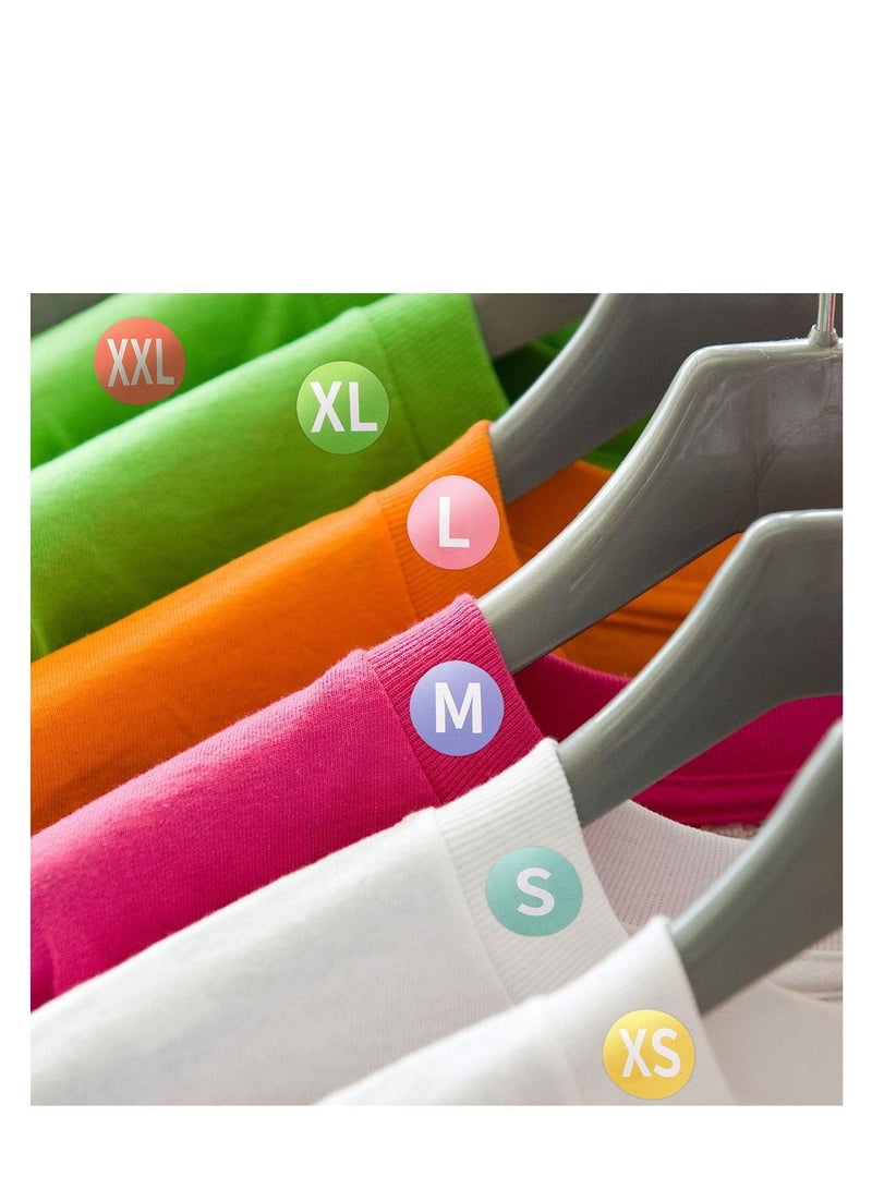 سيوسي ملصقات بحجم الملابس مقاس 7/8 بوصة 3000 قطعة ملصقات لاصقة ملونة مشفرة ملصقات ملابس مستديرة ، 6 لفات ، 6 أحجام (XS ، S ، M ، L ، XL ، XXL) - Image 4