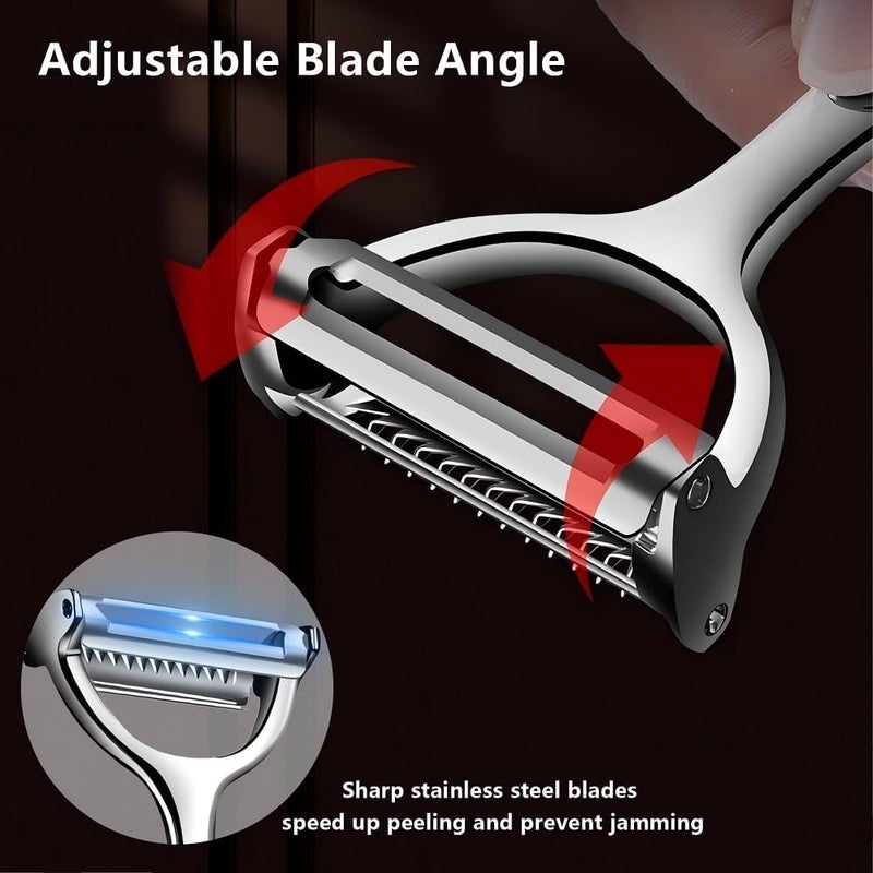 MOXYOY Potato Peeler, Y-Shaped Rotating Stainless Steel Peeler, 3-in-1 Multi-Functional for Peeling, Shredding and Slicing Fruit and Vegetables - Image 5