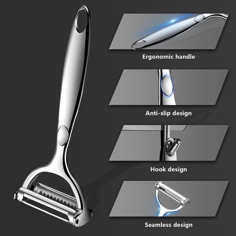 MOXYOY Potato Peeler, Y-Shaped Rotating Stainless Steel Peeler, 3-in-1 Multi-Functional for Peeling, Shredding and Slicing Fruit and Vegetables - Image 2