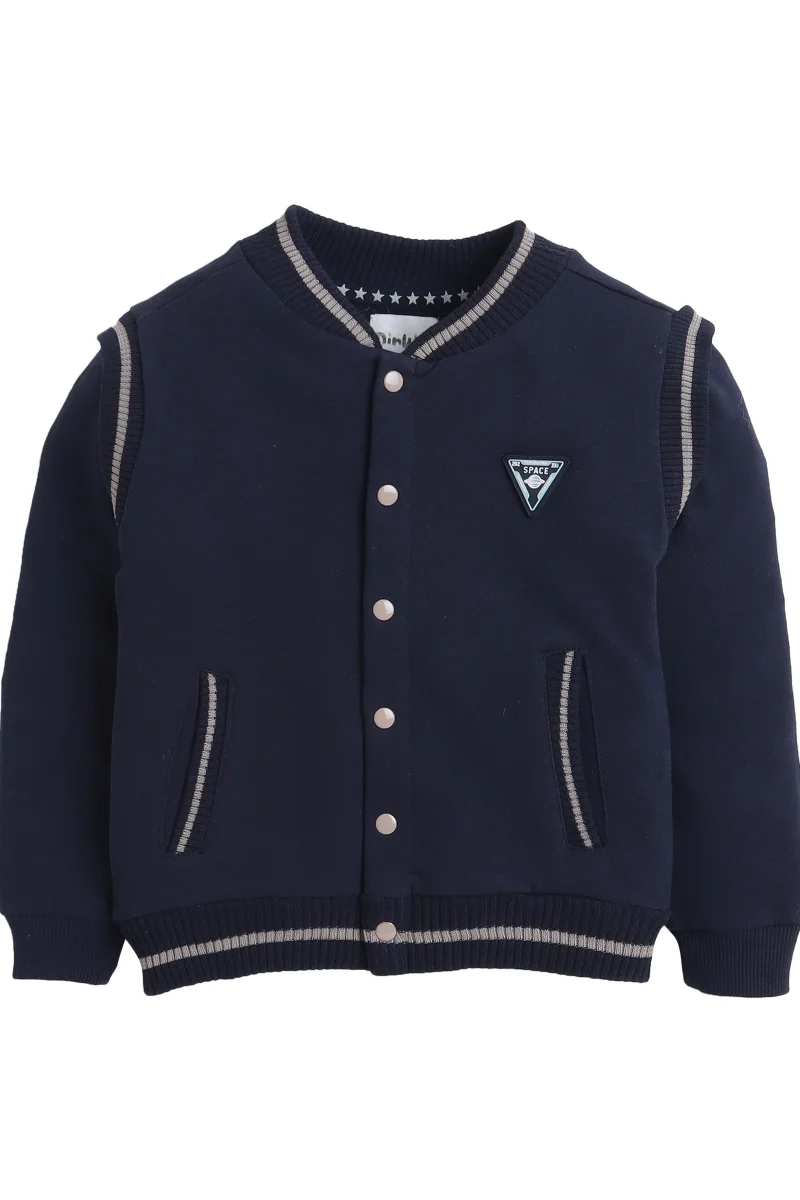 Dirkje Boys Space Club Varsity Fleece Jacket – Navy
