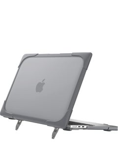 KASTWAVE Protective Hard Case for Mac Book Air 13.6 Inch 2022 M 2 A 2681 with Touch ID, Heavy Duty Shockproof Hard Shell Case,  Kickstands (Grey)  - Image 1