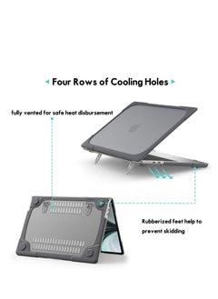 KASTWAVE Protective Hard Case for Mac Book Air 13.6 Inch 2022 M 2 A 2681 with Touch ID, Heavy Duty Shockproof Hard Shell Case,  Kickstands (Grey)  - Image 4