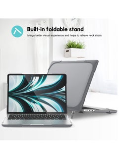 KASTWAVE Protective Hard Case for Mac Book Air 13.6 Inch 2022 M 2 A 2681 with Touch ID, Heavy Duty Shockproof Hard Shell Case,  Kickstands (Grey)  - Image 3