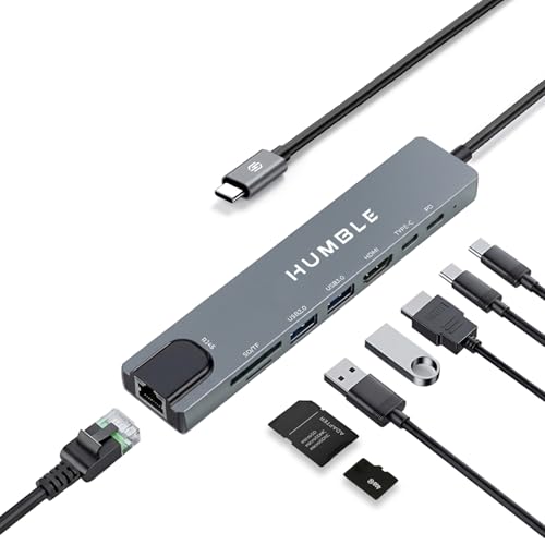 HUMBLE® USB C Hub 8 in 1 Multiport Adapter with 4K HDMI, Ethernet, 100W PD Charging, USB 3.0, SD/TF Card Reader, Type C Docking Station for MacBook, Windows Laptop, iPad, Samsung DeX,(1 Year Warranty) - Image 1
