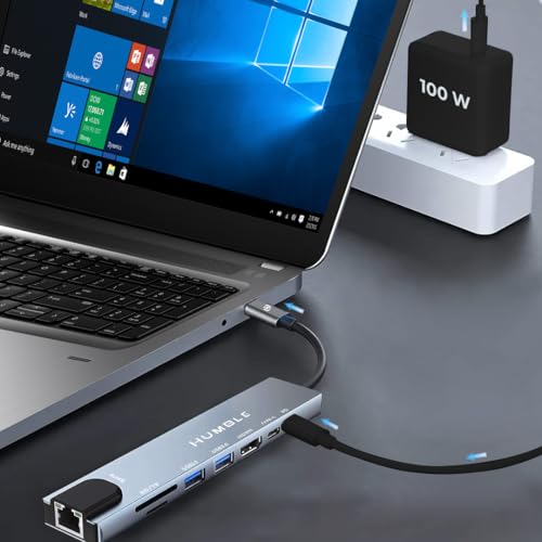 HUMBLE® USB C Hub 8 in 1 Multiport Adapter with 4K HDMI, Ethernet, 100W PD Charging, USB 3.0, SD/TF Card Reader, Type C Docking Station for MacBook, Windows Laptop, iPad, Samsung DeX,(1 Year Warranty) - Image 3