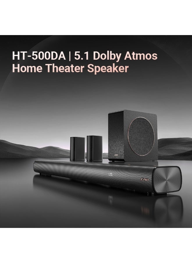 F&D HT-500DA 5.1 CH Dolby Atmos Home Theater Speaker with 8-Inch Wireless Subwoofer, 190W High-Fidelity Power, Built-in 9 Speakers, 3D Surround Sound, 6 EQ Modes, Remote Control, Customized APP and Multiple Input Options,Bluetooth 5.3 - Image 2